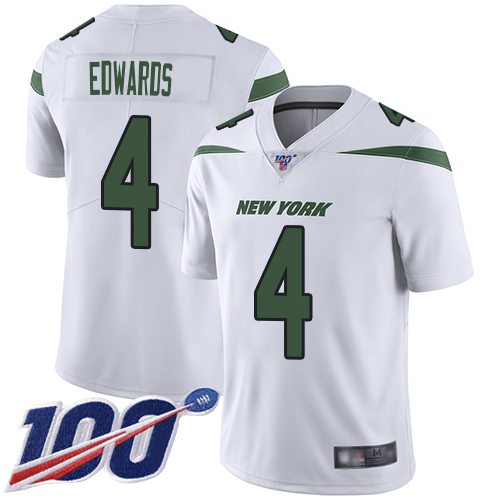 New York Jets Limited White Men Lac Edwards Road Jersey NFL Football 4 100th Season Vapor Untouchable